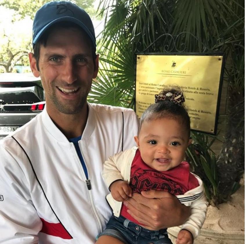 Novak Djokovic with daughter